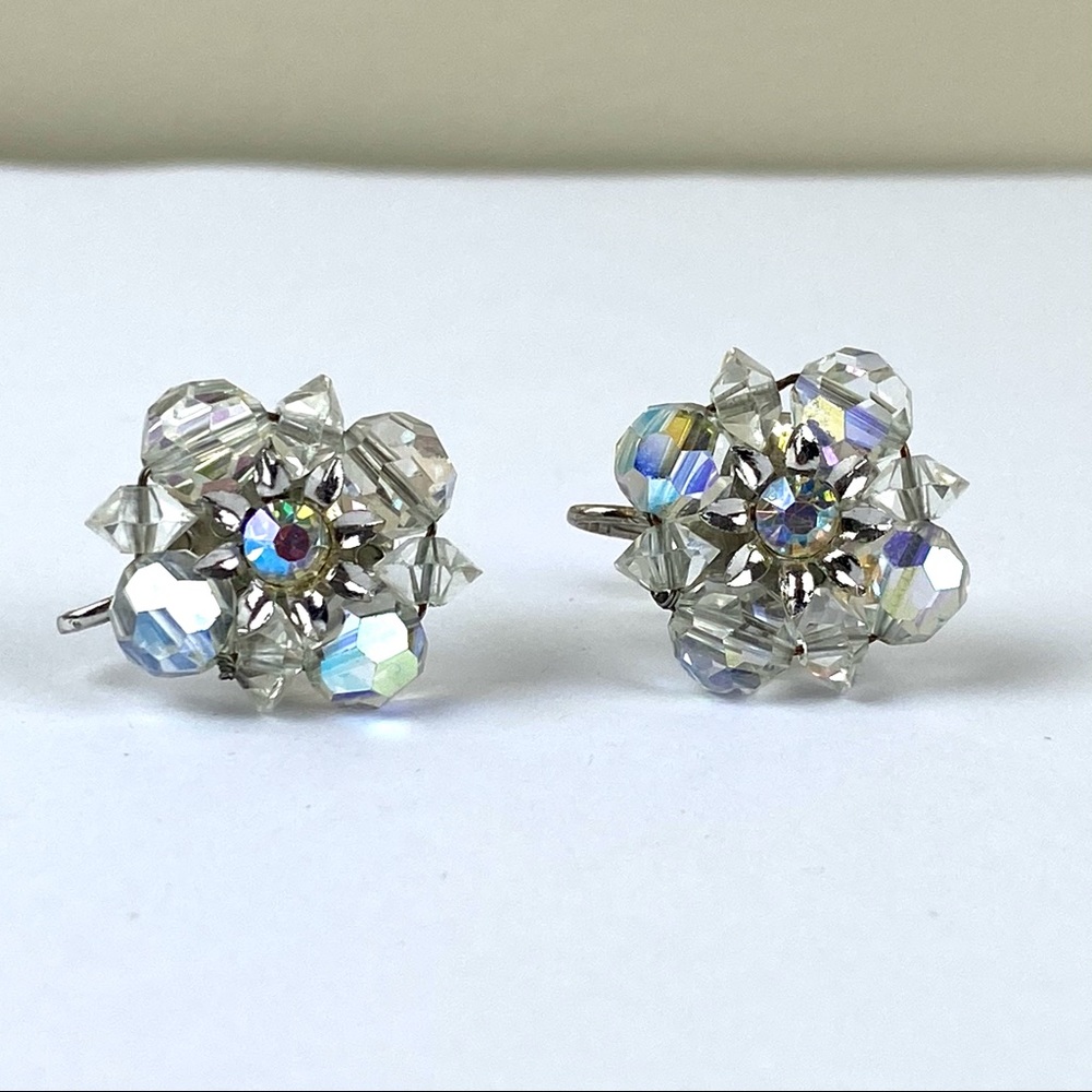 Vintage Coro Aurora Borealis Screw Back Earrings
